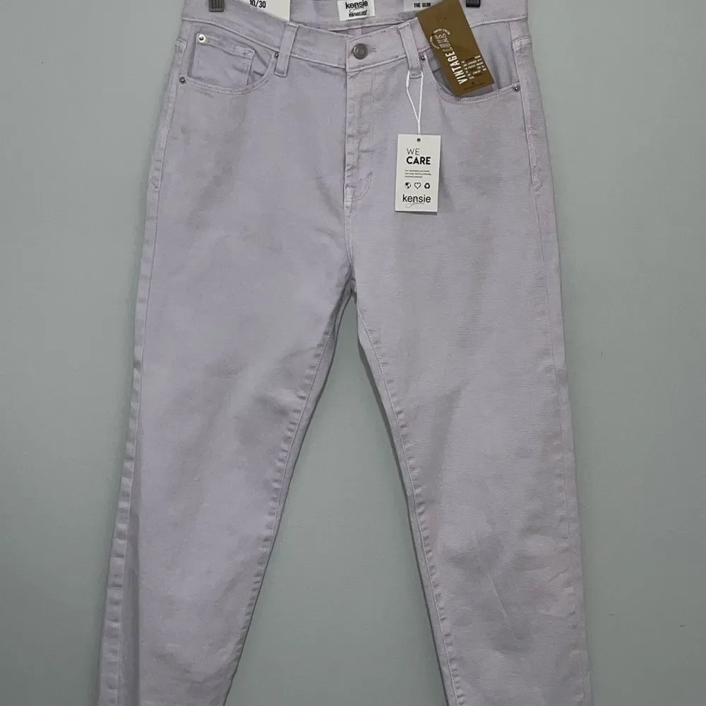 Kensie size 10/30 lilac denim slim fit with raw edge hem NWT - Picture 13 of 14